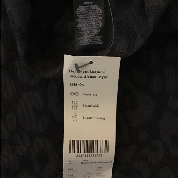 NWT Sweaty Betty High Neck Leopard Jacquard Base Layer Top - Picture 7 of 10